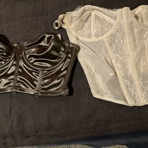 Urban Outfitters Satin Strapless Bandeau and lace bustier
